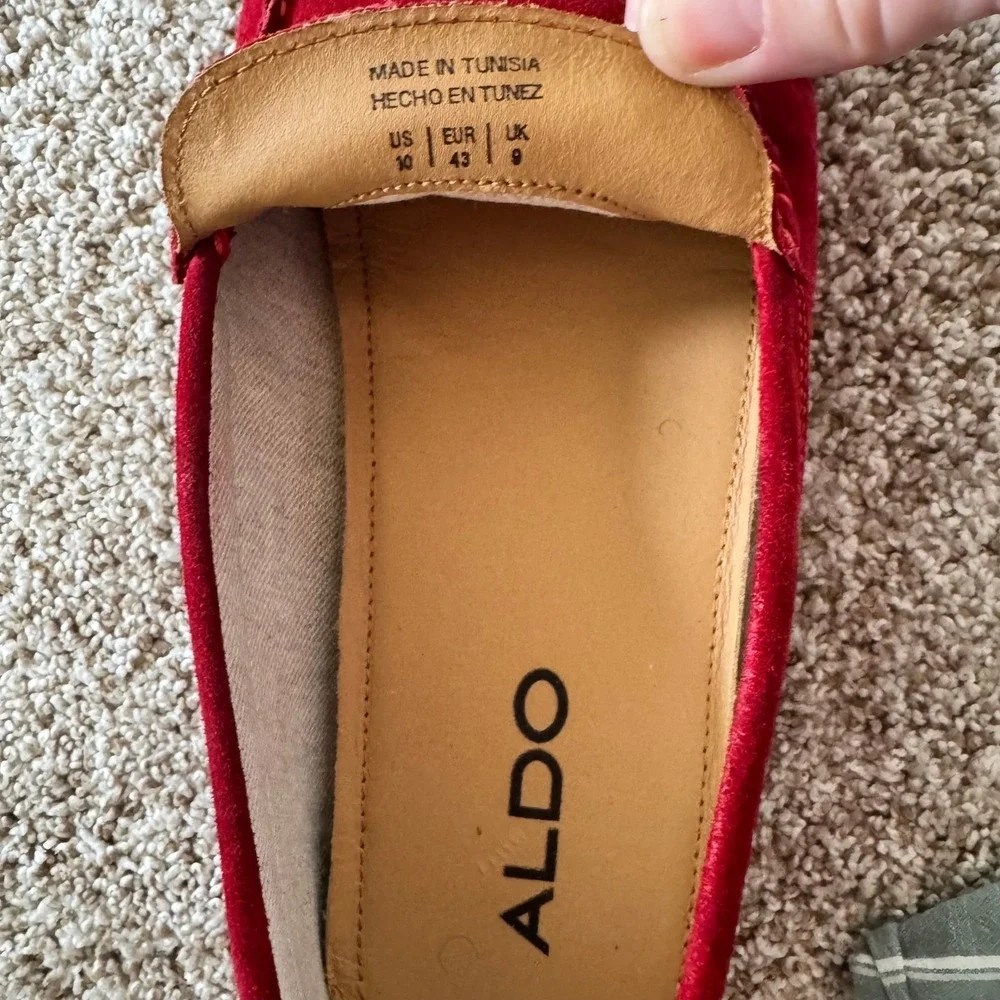 Aldo‎ Mens Red Suede Driving Loafers Anchor Bit Slip On Shoes Size 10 US 43 EUR